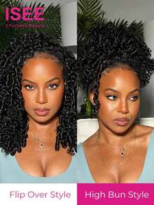 ISEE Half Wig, Human Hair, Glueless Half Wig, Upgraded 3-In-1 Half Wig With Drawstring, Seamless Clip-In, Reversible, Fluffy Curly, Human Hair, No Glue Or Lace, 180% Density, 14-28 Inches - SNatural - View 4