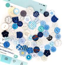 10/20/30/35/40/45/50/55/60/70Pcs Blue Button Assortment, Creative DIY Decorative Accessories, Flower, Star, Moon Shapes, Resin Material, Delicate And Easy To Use, Suitable For Clothing Modification, Greeting Card Decoration, Jewelry Making And More - Multiple Styles - View 9
