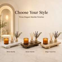 1pc Marble Pattern Rectangular Tray With Feet, Modern Bathroom Toiletries & Perfume Storage Tray, Coffee Table Decorative Tray, Vanity Organizer - White - View 6