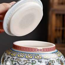 Colorful Enamel Ceramic Storage Jar With Lid, Traditional Chinese Blue And White Pattern, Airtight Container For Tea Leaves And Coffee Beans, Living Room Display Shelf Decor, Creative Home Storage Bottle - Multicolor - View 6