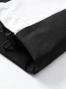 Men's Stand Collar Colorblock Patchwork Jacket, Versatile Cardigan Outerwear, Street Style Minimalist Design Long Sleeve Coat, Daily Outdoor Multi-Scenario Wear Stand Collar Top - Black and White - View 8