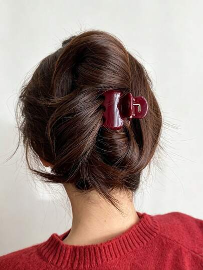 Small Plastic Hair Claw, Fashionable Versatile Elegant Minimalist Solid Color Hair Clip, Suitable For Daily, Casual, Party, Commute, Beach, Updo