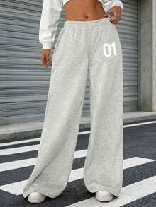 1pc Teen Girl's Retro Casual Pants, Versatile For Autumn/Winter - Light Grey - View 3