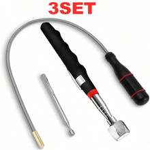 3 PiecesMagnetic Pickup Tool Set – Telescoping 7-30.5" & 5-25" Flexible Retrievers, Strong Magnets, Durable Handle For Auto Repair & Tight Spaces, Compact Mechanic Kit - A - View 2