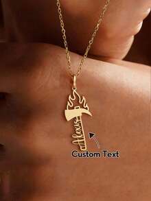 1pc Customized Firefighter Gift Necklace: Personalized Flame Pendant, Fire Department Accessory, Firefighter Wife Gift - Firefighters - View 1