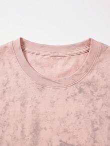 Camvyn Men's Summer Fashion Versatile Casual Style Acid Wash Slim Fit Short Sleeve T-Shirt - Pink - View 3