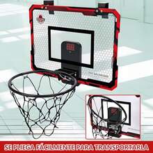 RUBOQE Canasta de Basquetbol para Niños Plegable, Tablero de Basketball con Contador Electrónico De Puntaje, Aro, 3 Mini Balón, para Puerta y Pared Juegos Exteriores para Niños Profesional - Multicolor - Ver 4