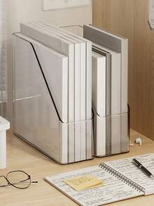 透明桌面書架收納架，加厚壓克力文件收納架，多功能辦公桌收納整理架，學生文具架，書立收納盒，適合日常使用，可作為各種場合的裝飾 - 彩色 - 查看 5