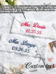 New Custom Designed Colorful Lace Garter Set, Personalized/Signature, Sexy Bridal Wedding Accessory, Suitable For Valentine's Day - Multicolor - View 6