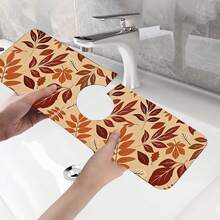 1pc Autumn Maple Leaf Design, Non-Slip Quick-Dry Rubber Absorbent Mat, Suitable For Sink And Faucet, Perfect Gift For Autumn And Winter - Multicolor - View 6
