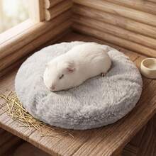1pc Round Plush Comfortable Pet Resting Pad, Plush Round Pet Sleeping Mat, Warm Habitat Cushion, Soft Pet Sleeping Bed, Suitable For Hamsters, Guinea Pigs, Rabbits, Ferrets, Autumn/Winter Indoor Cage Resting Area Decor - View 7