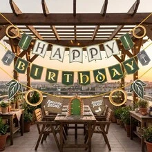 3pcs Middle-Earth Style Birthday Party Decorations Tea Leaves Ring Suitable For Birthday Party Decorations Wall Decorations Fireplace Decorations Room Decorations Birthday Gifts Birthday Party Photo Props - A - View 7
