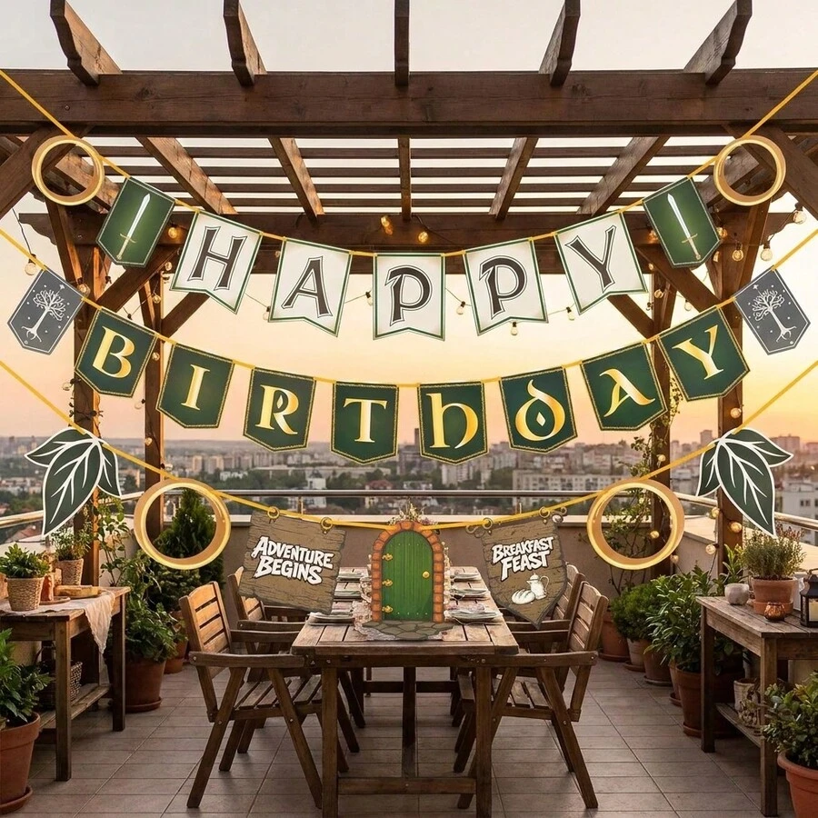 3件組中土世界風格生日派對裝飾 茶葉戒指 適用於生日派對裝飾、牆面裝飾、壁爐裝飾、房間裝飾、生日禮物、生日派對拍照道具 - A - 查看 1