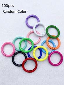 10/20/50pcs 33mm Colorful Metal O-Ring Spring Clasp Openable Round Carabiner Key Ring Hook Dog Chain DIY Jewelry Connector Macaron Color - Multicolor - View 15