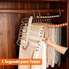 Perchas Multifuncionales Tipo S de 9 Niveles, Acero Inoxidable, Plegables y Antideslizantes, Ahorro de Espacio, Organizador para Pantalones, Faldas y Bufandas 4 Pack - Multicolor - Ver 3