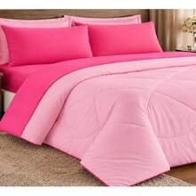 BEDDING SET TERNURA KIT DOUBLE SIDED QUEEN DOUBLE DUVETERIN WITH 03 PIECES PROMOTION! - (STRAW / ROSE) - ROSA CON ROSA - Ver 2
