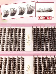 384 Clusters Single Stem False Eyelashes, Eyelash Storage Book, Cluster False Eyelashes, DIY Eyelash Extensions, Brown Natural Style Cluster False Eyelashes, DIY Eyelash Extension Kit (Includes Adhesive And Setting Liquid), 8-16mm C Curl, Suitable For Beginners Single Cluster Eyelashes, Essential Item, Long-Lasting Makeup Effect - Multicolor - View 7