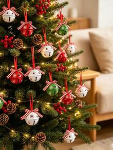 1 buah Ornamen Lonceng Kepingan Salju Natal Vintage dengan Pita Merah, Cocok untuk Pohon Natal, Karangan Bunga, dan Pembungkus Kado, Sempurna untuk Natal, Pernikahan, Thanksgiving, Paskah, dan Pesta Halloween - Beraneka warna - View 1