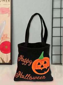 1PC Halloween Non-Woven Fabric Tote Bag, Ghost Festival Costume Prop Handbag, Candy Spider Bat Cat Pumpkin Trick Or Treat Bag, Storage Handbag - Multicolor - View 4