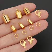100pcs Golden DIY Connector Making Parts Including Lobster Clasp + Closed Jump Rings + Multiple Sizes Smooth Pendant Connectors Suitable For Handmade Weaving DIY Necklace, Anklet, Bracelet, Round Single Loop, Pendant Connector, Bag Chain Connector Ring, Beaded Accessories And Other Jewelry Making Materials DIY Jewelry Making Parts - Accessory Set - View 2