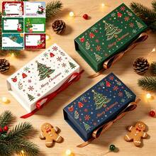 9/30/60pcs Merry Christmas Gift Boxes With Ribbon And Stickers, Xmas Tree Snowflake Printed Rectangle Present Box, Luxury Flip Top Candy Cookie Packaging Box For Holiday Chocolate Biscuit Wedding Favor - Multicolor - View 1