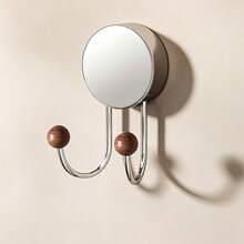 No Punch Suction Hooks, Rustproof Stainless Steel Bathroom Robe Hooks, Vintage Wooden Bead Dual Hanging Hooks, Strong Load Bearing Removable Wall Mount Hooks For Entryway Bedroom Washroom - Multicolor - View 9