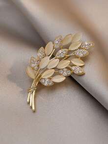 Premium Wheat Ear Brooch, Niche Design, High-End Anti-Exposure Chest Flower Pin Buckle, Light Luxury Clothing Accessory - Gold - View 5