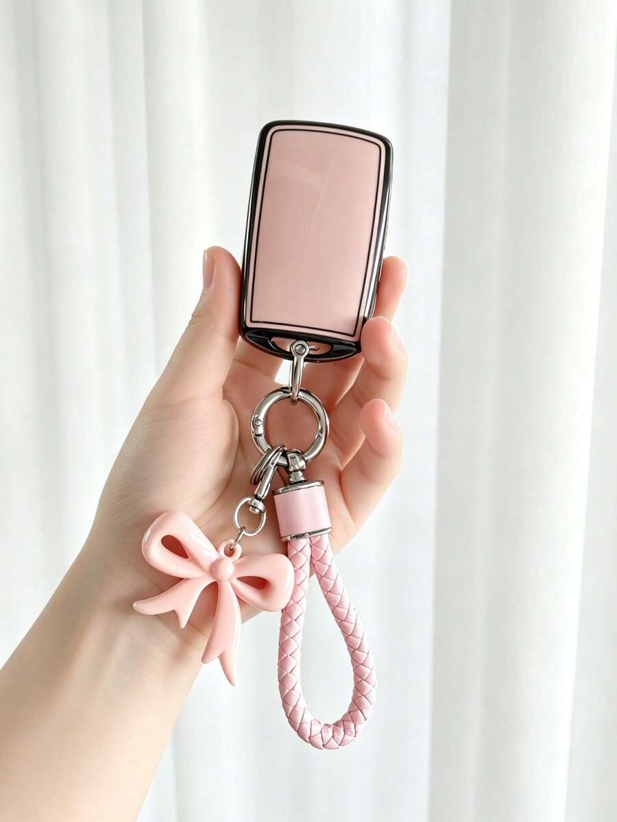 Bowknot Keychain + Key Pouch Set Suitable For Car Key Cover CX-30 CX-50 Axela 3 Atenza 6 Ruiyi 7 CX-9 Soft Protective Case - Bowknot - View 1