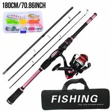 KecchKrezing 4-Section Carbon Fiber Straight Handle Fishing Rod & Spinning Reel Set, Pre-Spooling Reel, Complete Fishing Tackle With Multiple Lures And Hooks, Beginner To Advanced Universal Lake & River Bass Fishing Gear, With Carrying Storage Bag - Pink - View 8