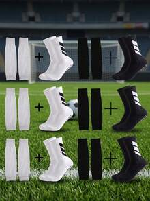 Sports & Outdoors 1/3 Men's High-Performance Sports Socks, Knee Protection Sleeve, Enhanced Grip - Moisture-Wicking Breathable Fabric - Ideal Soccer, Basketball, And Running - Multicolor - View 2