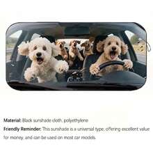 1pc Cute Puppy Car Sunshade, Fun Car Accessory Design, Suitable For Beautiful Women, Made Of Polyester Fiber, Effectively Blocks UV Rays, Protects Interior Space, Easy Installation, Fits Multiple Car Models, Provides Heat Insulation And Privacy Protection, Keeps Car Interior Cool, Foldable And Convenient For Storage - A - View 5