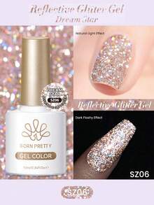 BORN PRETTY 10ml 反光亮片凝膠 金色 持久可卸除 UV LED 凝膠，適用於居家與美甲沙龍 - 彩色 - 查看 12