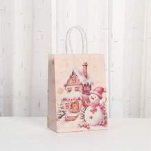 24/12/4 Stücke rosa Weihnachtspapiertüten mit Rentier-, Schneeflocken- und Weihnachtsbaum-Muster, niedliches Weihnachtsthema Design bedruckte tragbare Geschenktüten geeignet für Feiertagsparty, Klassenzimmer Weihnachtsgeschenkaustausch, Winterparty-Geschenke, Weihnachtsdekoration, Weihnachtstüten - Weihnachtsgeschenktüte, zufällige Auswahl - Übersicht 11