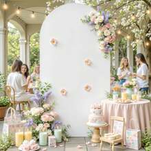 2 Pcs White Arch Backdrop Fabric, 4ft, 5ft, 6ft, 6.6ft, 7.2ftft Solid Color Stretch Arch Backdrop Cover Bohemian Style For Birthday Parties, Wedding Decorations,Indoor And Outdoor Scene Arch Stand Decor,Photography Background Decoration - White - View 6