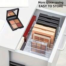 1pc 7-Compartment Clear Acrylic Desktop Makeup Organizer, Partitioned Storage For Contour Palettes, Compacts, Eyewear Accessories, Space-Saving 3D Design, Suitable For Vanity, Bathroom, Dorm, Portable Desktop Storage, Travel Organizer - Multicolor - View 8