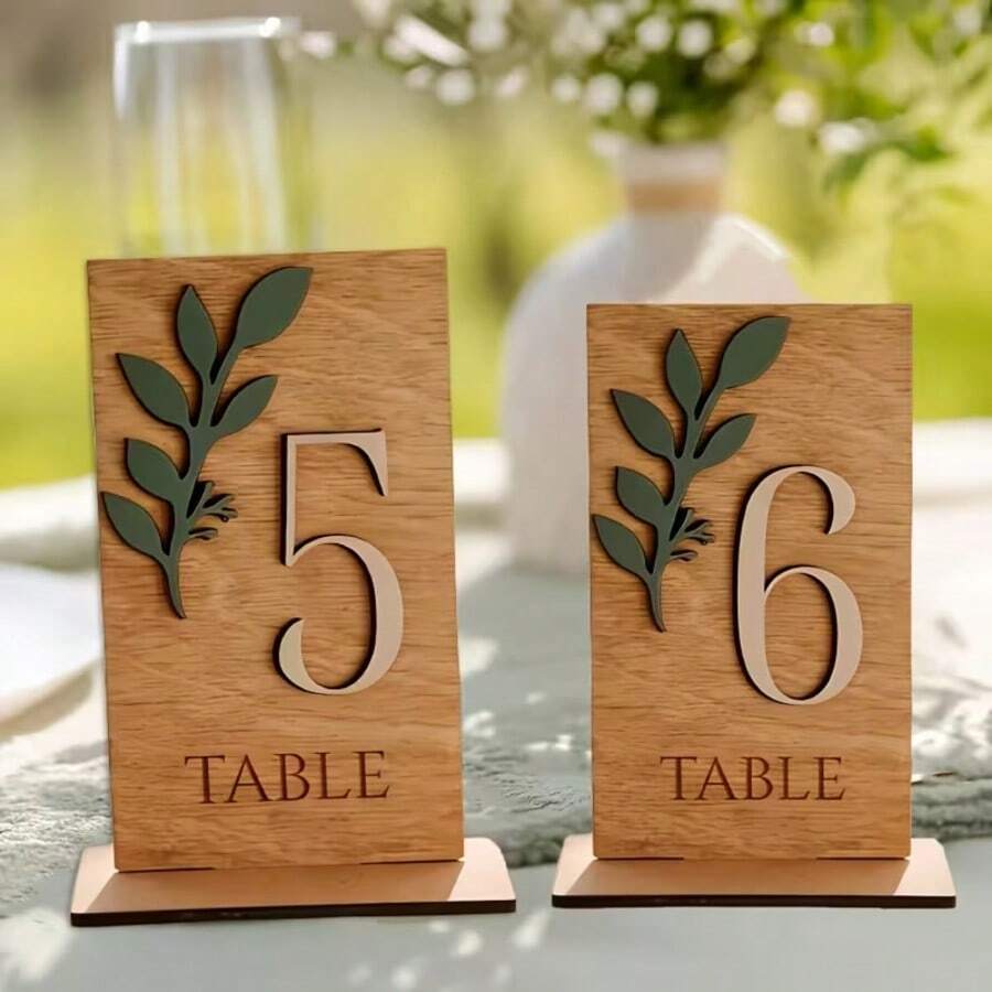 1 Set Wooden 1-30 Number Table Signs, Square Wooden Wedding Table Decor, Rustic Style Wedding Decoration, Wedding Table Decor, Wedding Directional Signs, Table Number Cards, Party Table Signs, Suitable For Halloween - A - View 1