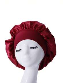 2pcs Soft Satin Solid Color Sleep Cap, Fashionable Oversized Satin Hair Bonnet, Unisex Hair Protection Sleep Cap, Nighttime Hair Care Accessory - Multicolor - View 6