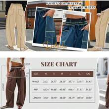 Women's Barrel Leg Sweatpants High Waisted Wide Leg Athletic Pants With Drawstring, Casual Loose Fit Lounge Sweatpants For Women, Yoga Baggy Joggers - 棕色 - 查看 6