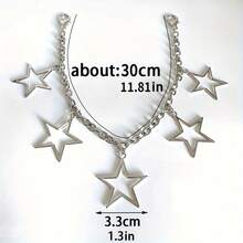 1pc Hollow Star Pendant Shoelace Chain Y2K Personalized Star Boots And Shoes Additions - Silver - View 4