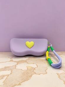 1 Peça Bolsa de Armazenamento de Óculos em Formato de Coração de Silicone com Corda Trançada à Mão, Cor Aleatória, Bolsa de Óculos Fashionável de Cor Fresca - Multicolorido - Visão 11