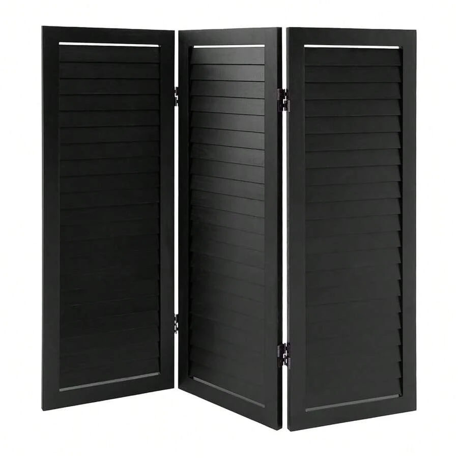 SENDERPICK Folding Screen With Slats, 90x81 Cm, Freestanding Room Divider, Partition Wall For Indoor/Outdoor Use, Garden/Balcony, Wooden Room Divider, Black [Nice Gift For Your Family & Friend] - default - View 1