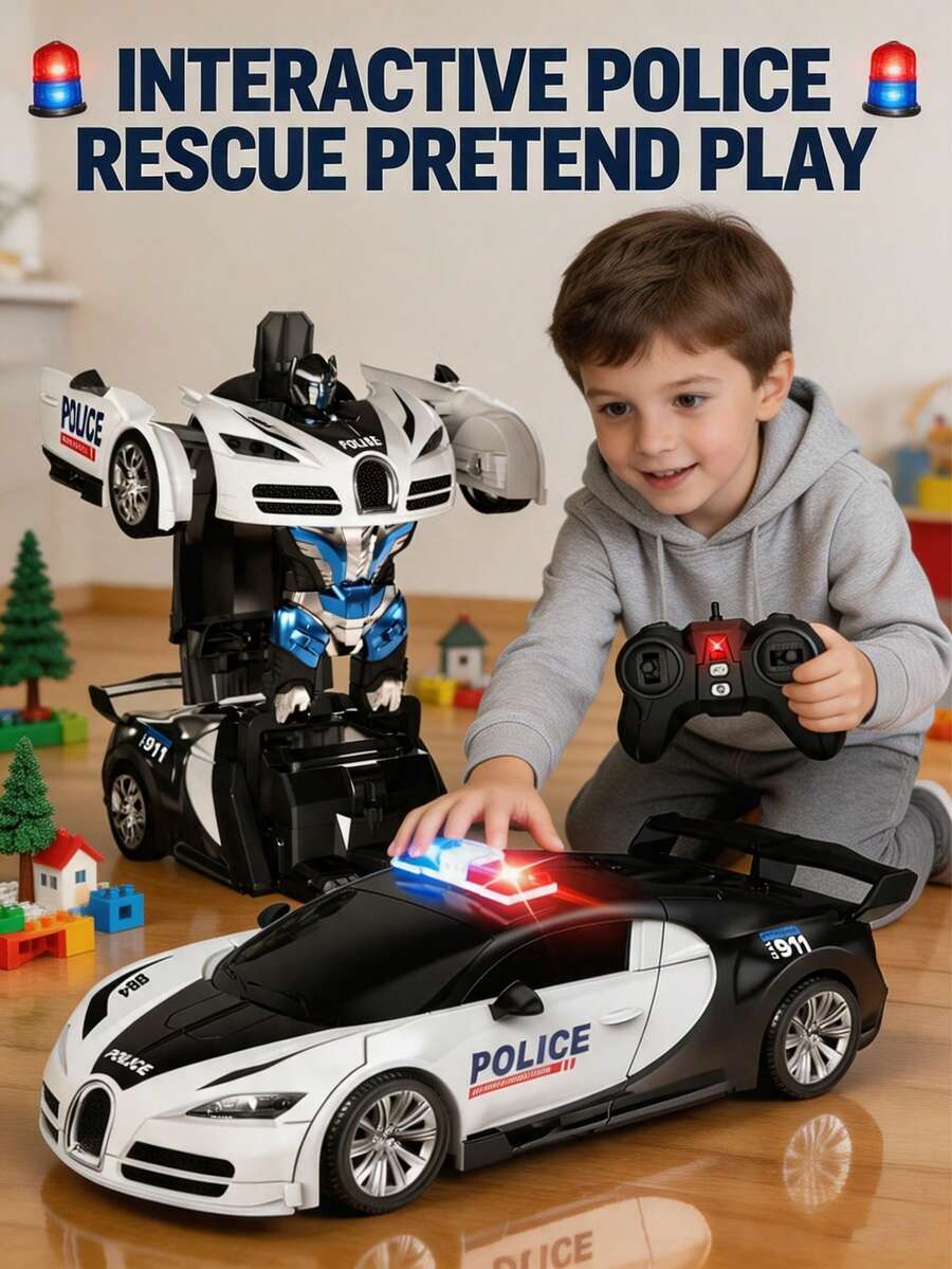 1pc Remote Control Car, One-Click Transforming Robot Toy Car, Transforming RC Car Toy, Suitable For 3 4 5 6 7 8 9 10 11 12 Years Old Boys And Girls, Applicable For Boys 4-7 Years Old, 2.4GHz RC Car 1:18 Scale, With Dual-Color Lights, Smooth Transformation, Demo Mode, Fast Transformation, Easy Operation, Quick 360° Rotation, One-Click Transforming Robot Toy Car, Christmas RC Car, Birthday Gift, Halloween, New Year Gift