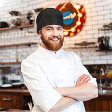 Adjustable Unisex Chef Hat - Breathable Polyester, Black With White Logo, Ideal For Cooking, Restaurants, Hotels, Schools, And Home Kitchens, Professional Chef Gear | Logo Hat | Comfortable Fit, Chef Hat - A - View 5