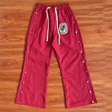 ST VANITY Thorn Breasted Nail Sports Style Casual Trousers - Red - View 3