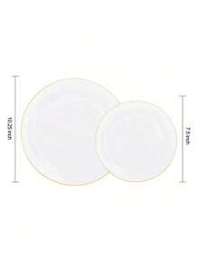 50/25pcs White Gold Rim Dinnerware Set, Includes 10.25" And 7.5" Salad Plates, Suitable For Restaurant, Wedding, Outdoor, Easter, Graduation Party, Brunch, Backyard Dining, Mother's Day And More, Ideal For Kitchen - View 11