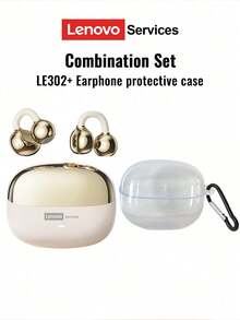 Tai nghe Bluetooth Lenovo LE302 có vỏ bảo vệ trong suốt, kiểu móc tai, âm thanh vòm hở tai, âm thanh chất lượng cao, độ trễ thấp, âm nhạc, chơi game, âm thanh định hướng, khử tiếng ồn ENC, cuộc gọi rõ ràng, tai nghe không dây để chạy bộ - Vỏ bảo vệ nhiều màu + trong suốt - Xem 17