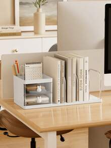 1pc Vertical Bookshelf, Detachable Desktop Storage Rack, For Home Office School Supplies, Back To School Gift - Multicolor - View 5