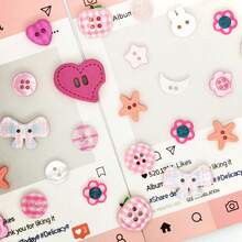 18/23/28/35/42/50/60/70/80Pcs/Box Random Style Cute Pink Buttons, Can Be Used For DIY Scrapbook, Clothing Accessories Buttons - Multiple Styles - View 9