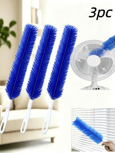 3pcs New Fan Brush And Air Conditioner Dusting Brush, Multi-Function Flexible Cleaning Brush, Reusable Spider Web Duster, Electric Fan And Air Conditioner Cleaning Tool, Crevice Cleaning Brush, Household Long Handle Dusting Brush, Flexible Dusting Brush, Suitable For Various Electric Fans, Ultra-Fine Fiber Brush Head Dusting Brush, Used For Cleaning Household And Car Vents, Curtains, Blinds, Etc.
