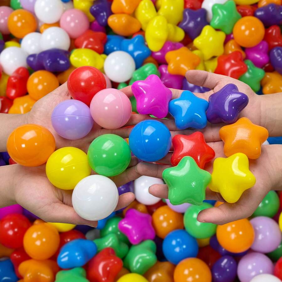 20/50 buah Bola Anti-Remuk Ukuran 2,17 Inci dengan Pola Bintang, Cocok untuk Balita dan Anak-anak, Pesta Kolam Renang, Mainan Kolam Bola Tenda Permainan Dalam/Luar Ruangan - MultiWarna - View 1